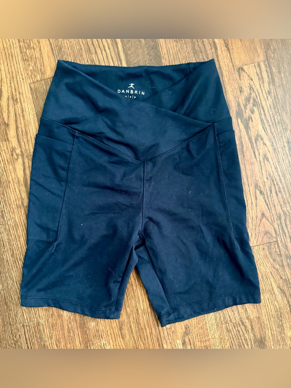 Danskin Black V-Waist Bike Shorts with Side Pockets